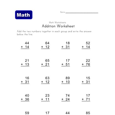 Math Worksheets Addition Without Carrying