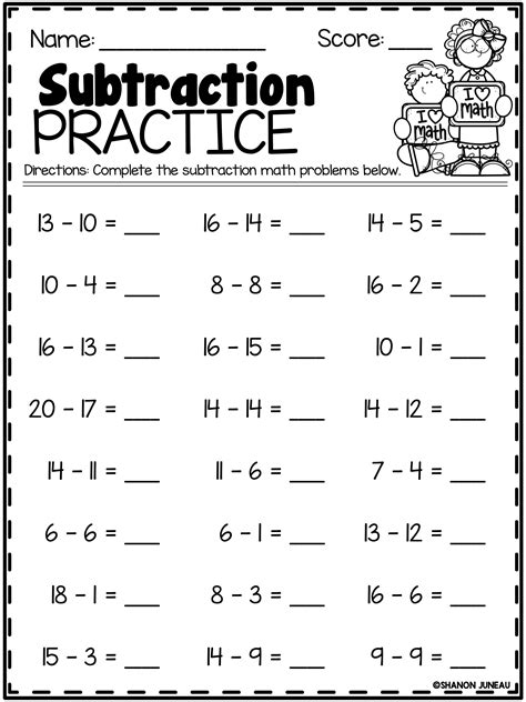 Math Worksheets First Grade Printable