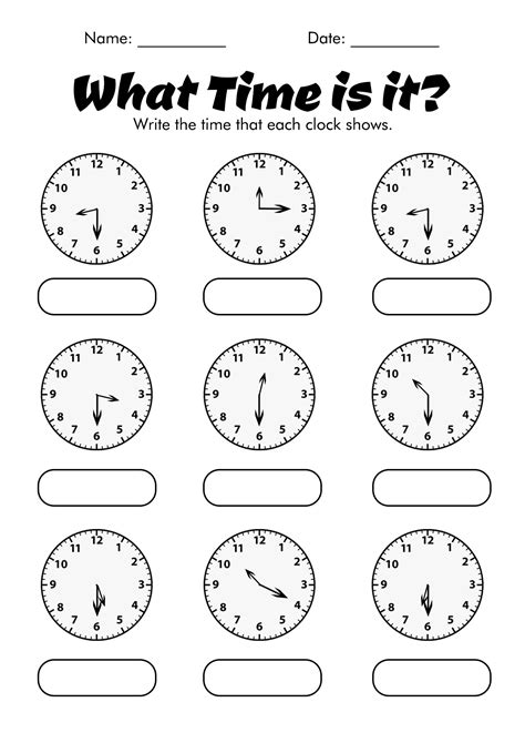 Math Worksheets For 2Nd Grade Clock