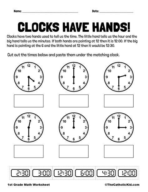 Math Worksheets For First Grade Clocks