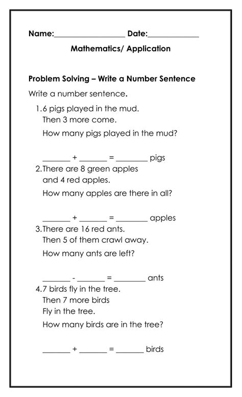 Math Worksheets For Grade 2 Problem Solving