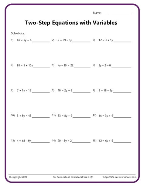 Math Worksheets For High School Algebra