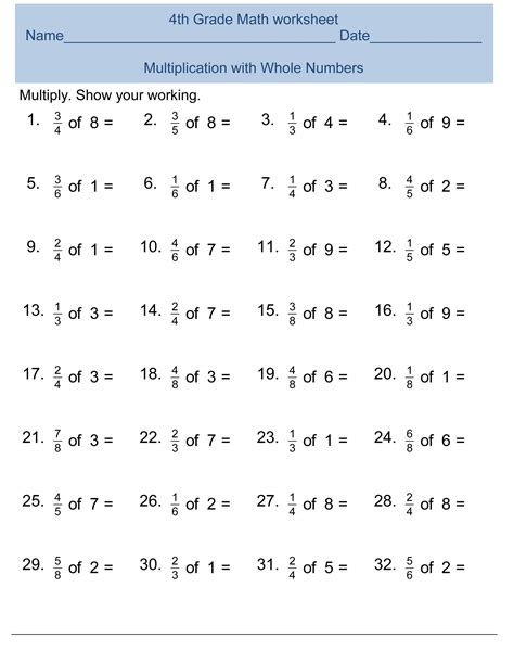 Math Worksheets Free Printable 4Th Grade
