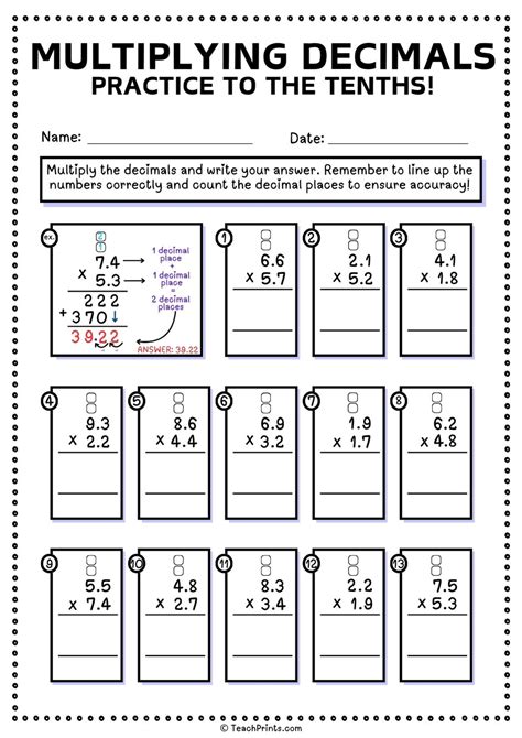 Math Worksheets On Multiplying Decimals