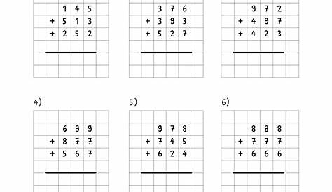 Schriftliches Addieren in Mathe Arbeitsblätter Klasse 3 Zum Ausdrucken