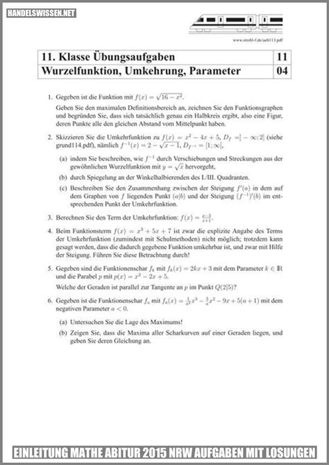 Mathe Abituraufgaben 11. 12. 13. Klasse mit Lösungen