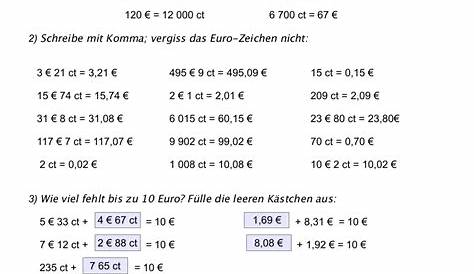 Geldbeträge umwandeln (I) (Klasse 5/6) - mathiki.de | Mathe, Rechnen