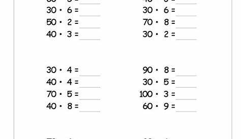 Multiplikation mit Zehnerzahlen (Klasse 3) - kostenloses Arbeitsblatt