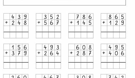 Kostenlose Arbeitsblätter und Übungen zur schriftlichen Addition f