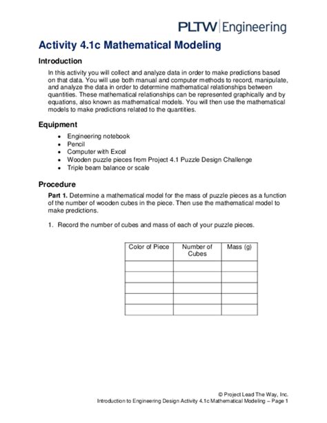 mathematical modeling examples with answers pdf