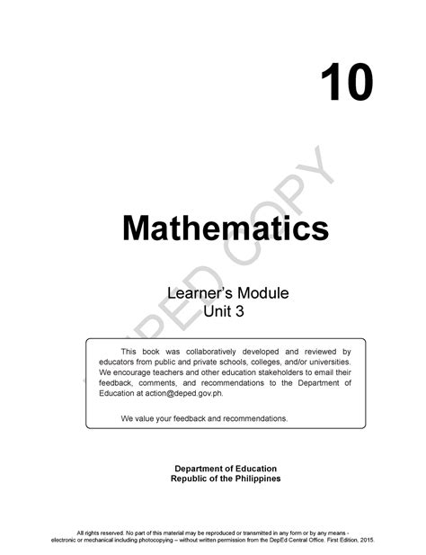 Mathematics 10 Learners Material Unit 3