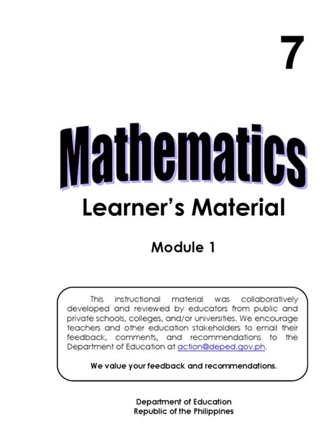 Mathematics 7 Learners Material Pdf