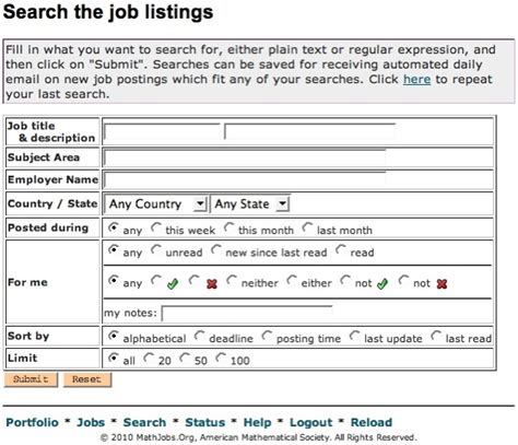 Mathjobs.org Search