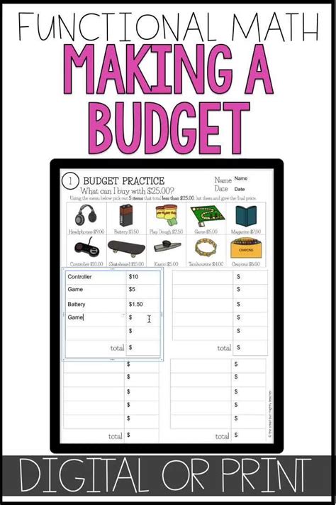 Maths Budgeting Worksheets