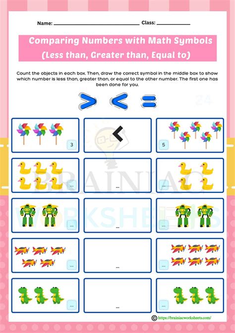 Maths Comparison Worksheet