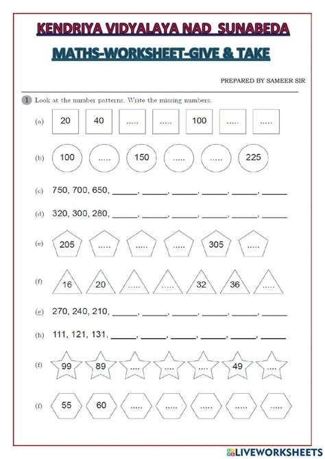 Maths Live Worksheet For Class 3