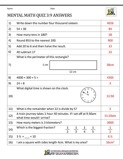 maths mental ability questions for class 3 with answers pdf