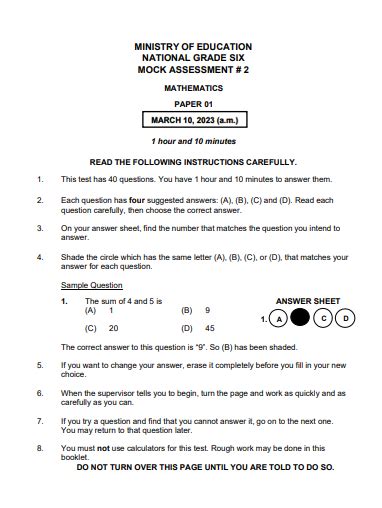 maths mock exam 2023