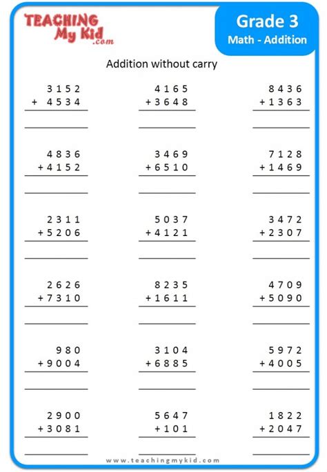 maths questions for class 3 addition