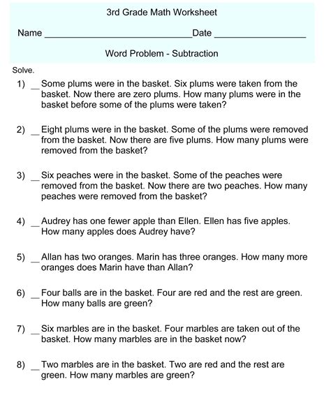 maths questions for class 3 word problems