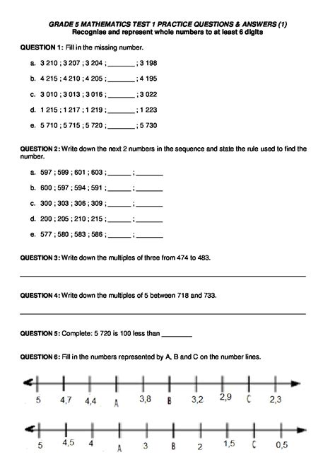 maths quiz questions with answers for grade 5