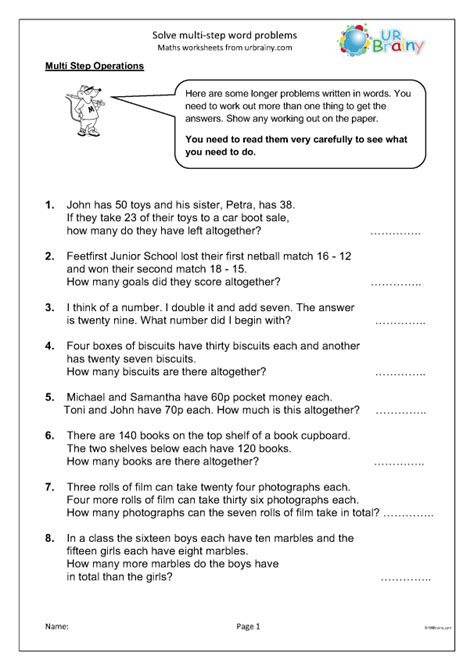 Maths Word Problems Year 5 Worksheets