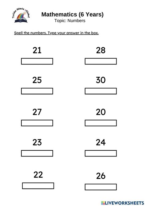Maths Worksheet For 6 Year Old