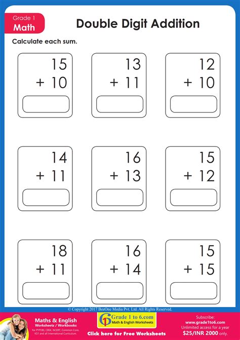 Maths Worksheet For Class 1St