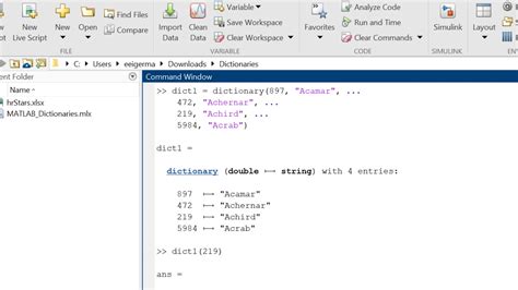 Matlab Dictionary Key Value