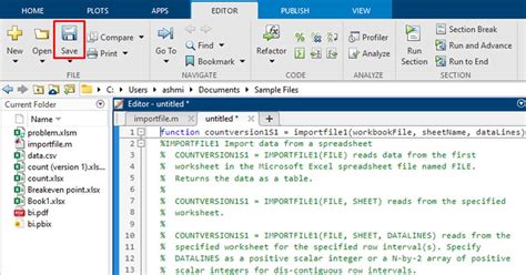 matlab get data from excel sheet