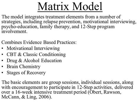 matrix addiction model worksheets
