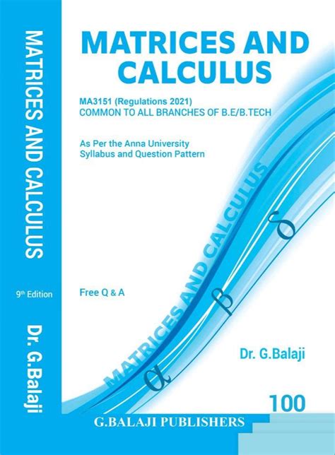 matrix and calculus engineering mathematics book