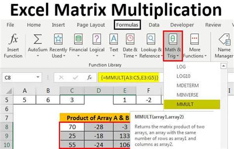 matrix multiplication excel mac