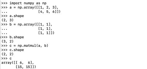 matrix multiplication using numpy