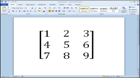 matrix symbol in word