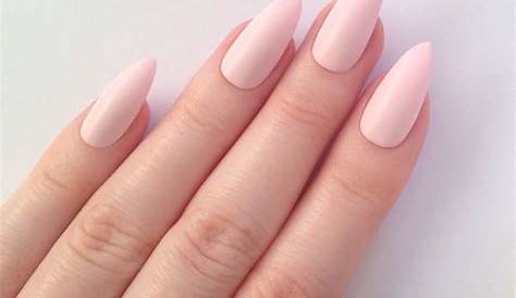 Matte baby pink stiletto nails with Presto topcoat