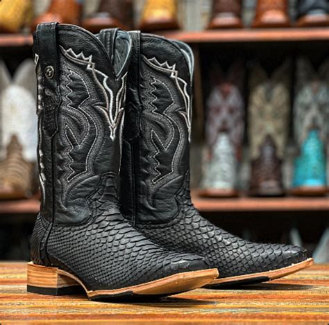 Matte Black Genuine Python Boots