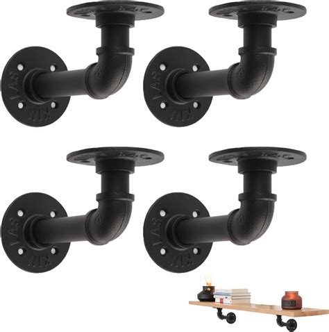 Matte Black Pipe Shelf Brackets