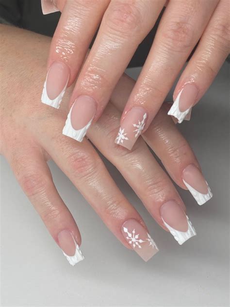 Matte French Tip Nails Winter