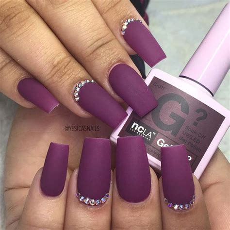 Matte Purple Red Nails