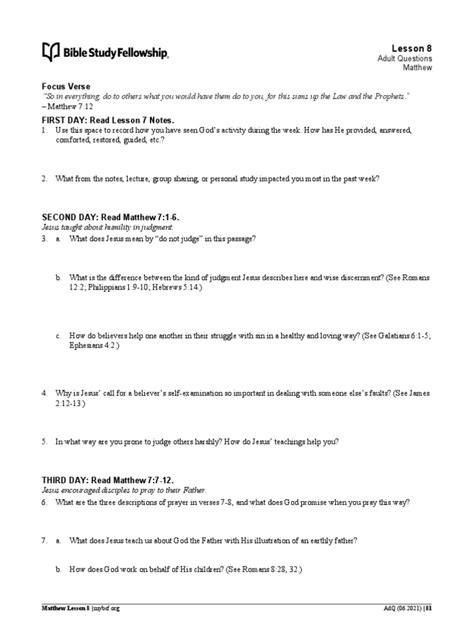 matthew chapter 7 questions and answers