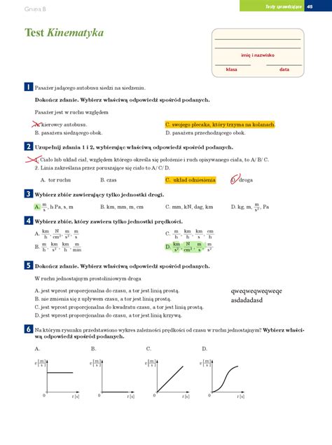 matura test pdf fizyka
