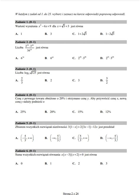 matura test pdf matematyka