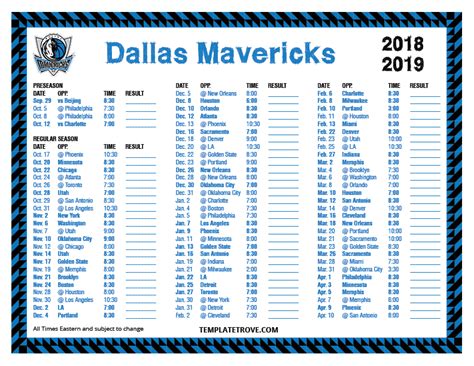 mavericks nba schedule