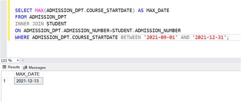 Max Date Between Two Dates Sql