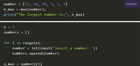 max of number in python