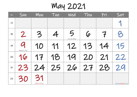 may 2021 calendar printable free