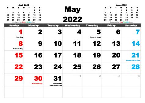 may 2022 calendar with holidays pdf