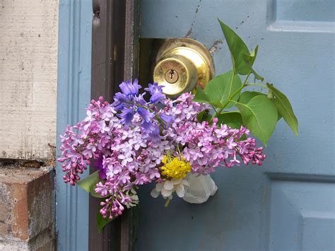 may day flowers on doorstep