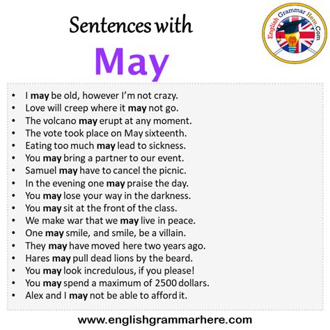 may not sentences examples with answers